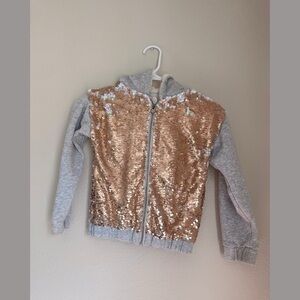 365 Kids by Garanimals Girl Rose Gold Flip Sequin Hoddie - Size 7 - Cozy&Sparkly